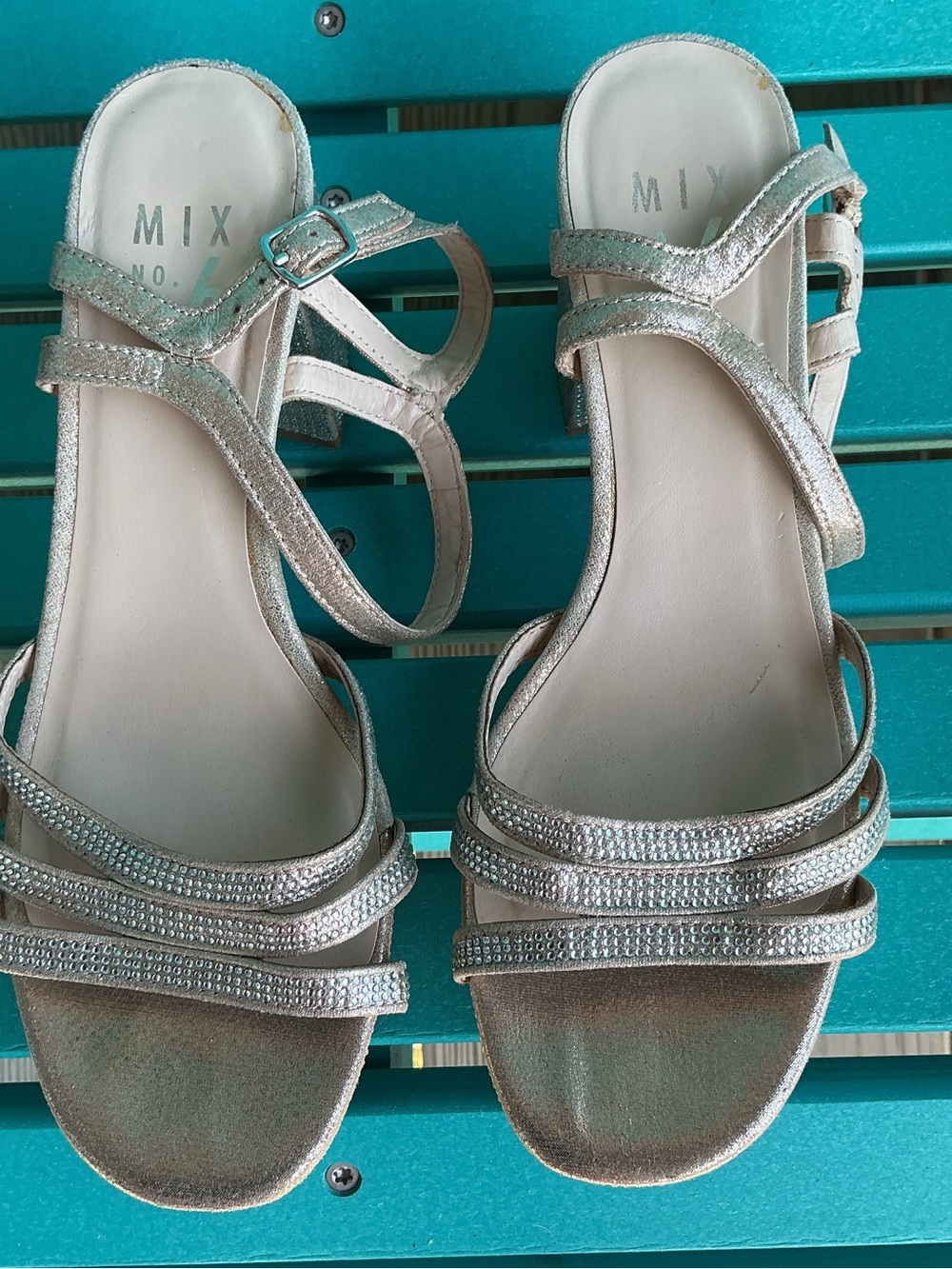 Mix No. 6 Silver Glitter Strappy Sandals